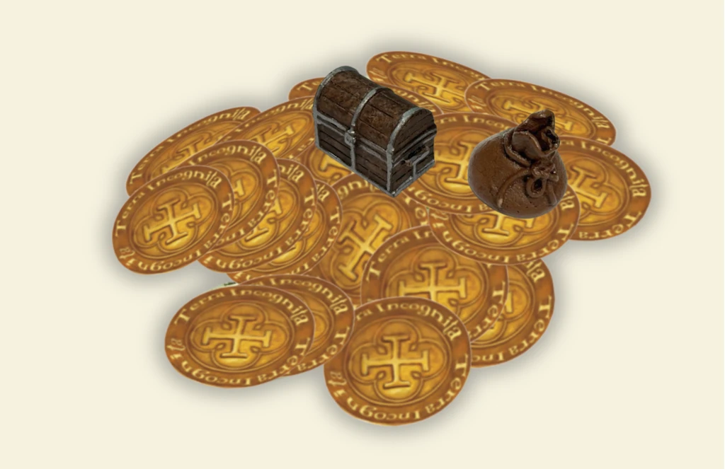 Treasure tokens and markers included in Terra Incognita